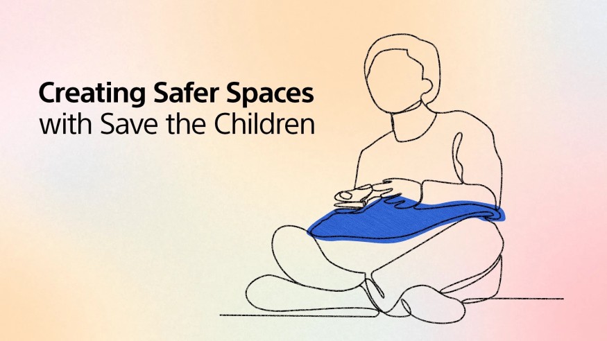 Child gaming illustration with safety message from Sony